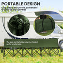 Outsunny 6 Seater Folding Bench Camping Chair with Cup Holder, Green