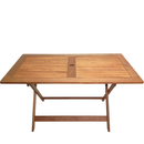 Outdoor 4 Person Folding Rectangular Wooden Garden Patio Dining Table and 2 Benches Set
