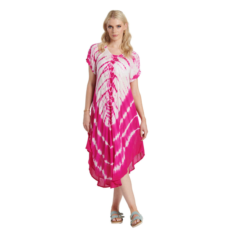 Tie Dye Sleeved Dress - Pink