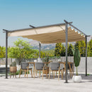 Outsunny Metal Pergola with Retractable Awning 3.5x3.5m - Cream