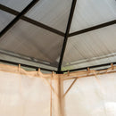 Outsunny Hardtop Gazebo 3.6m x 3m - Brown