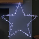 60cm Light Up Metal Hanging Christmas Star Decoration With 280 White LEDs