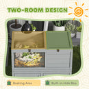 PawHut Tortoise House with Storage Cabinet, Lamp Holder, Openable Top