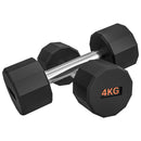2 X 4kg SPORTNOW Dumbbells Weights Set With 12-Sided Shape And Non-Slip Grip