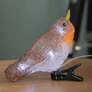 Set of 5 Light up Acrylic Christmas Robin Decoration with 30 Ice White LEDs