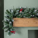 1.8m (6ft) New Jersey Christmas Garland With Red Berries Pinecones & Snow Tipped PVC Branches