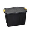 60L Heavy Duty Lockable & Stackable Storage Tub Chest with Clips in Black