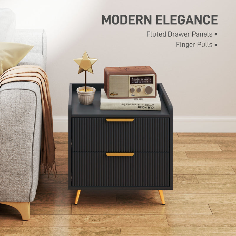 HOMCOM Bedside Table with 2 Drawers for Bedroom, Living Room