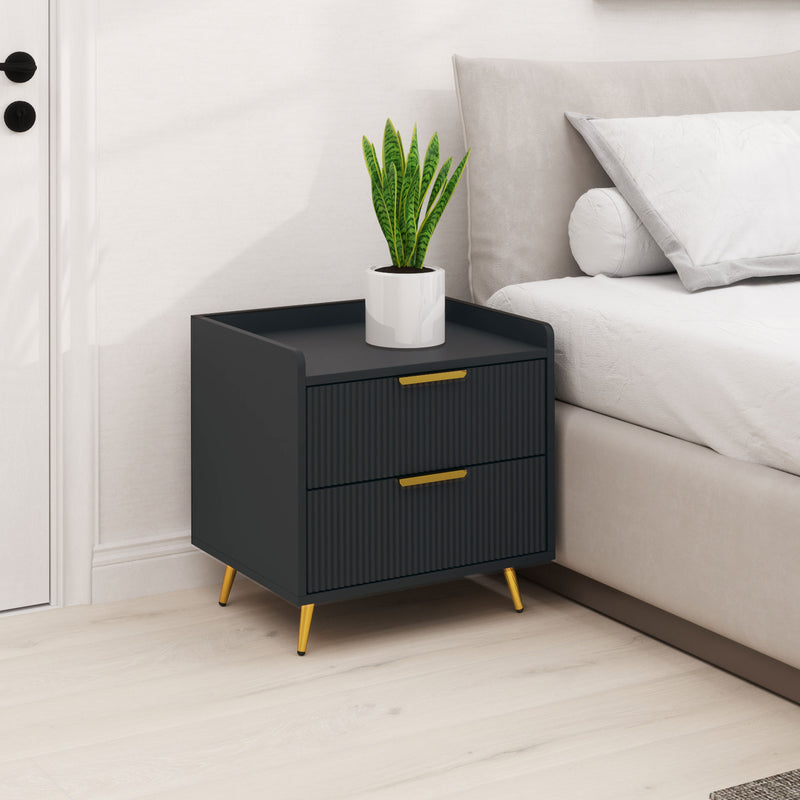 HOMCOM Bedside Table with 2 Drawers for Bedroom, Living Room