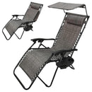 Multi Position Garden Gravity Relaxer Chair Sun Lounger with Sun Canopy in Grey