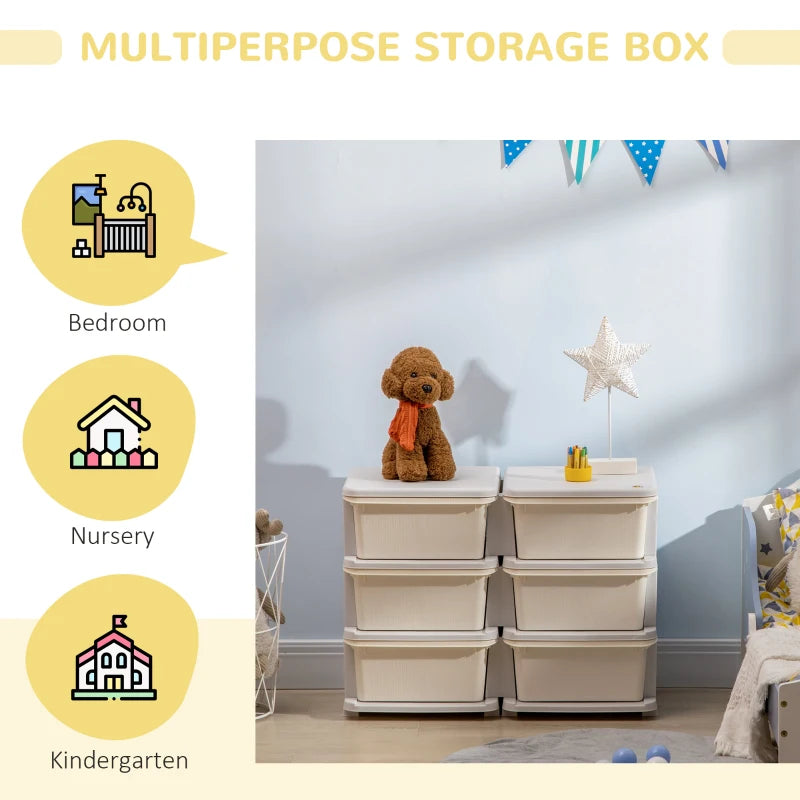 Homcom Storage Box HOMCOM Kids Storage Unit, with Six Drawers - Cream