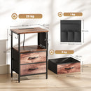 HOMCOM Slim Side Table with Charging Station, Bedside Table, Rustic Brown