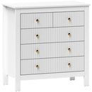 HOMCOM Fluted Bedroom Chest of Drawers w/ 5 Drawers Gold Tone Handles