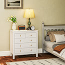HOMCOM Fluted Bedroom Chest of Drawers w/ 5 Drawers Gold Tone Handles