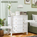 HOMCOM Fluted Bedroom Chest of Drawers w/ 5 Drawers Gold Tone Handles