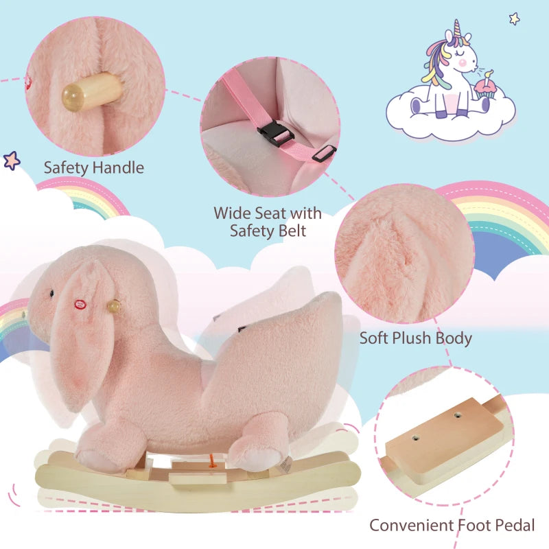 HOMCOM  Children's Rocking Rabbit - Pink