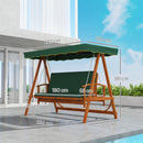 Outsunny 3 Seater Wooden Garden Swing Chair Seat Hammock Bench Lounger Bed