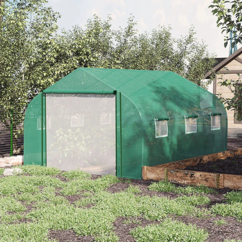 Outsunny Greenhouse Polytunnel 3.5x3x2m - Green