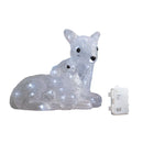 27cm Battery Powered Light up Ice Frosted Christmas Doe & Fawn with LEDs