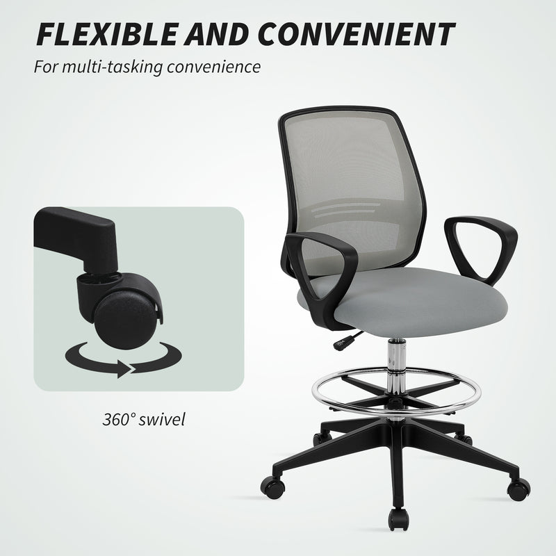 Vinsetto Draughtsman Chair Tall Office Chair with Adjustable Height
