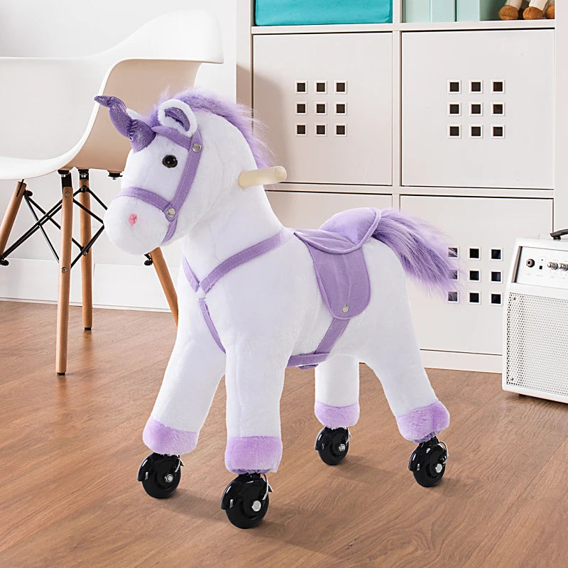 HOMCOM Children's  Ride on Unicorn - Purple and White