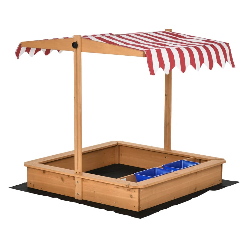 Outsunny Children's  Wooden Sandbox with  Cover - wood