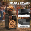 Outsunny Outdoor Fire Pit with Wood Storage 87 cm Black