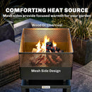 Outsunny Outdoor Fire Pit with Wood Storage 87 cm Black