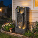 Outsunny Water Feature with Planter, Resin Waterfall Feature, Dark Grey