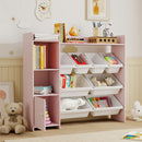 AIYAPLAY Toy Storage Unit With 8 Removable Bins, Storage Shelves, Cabinet