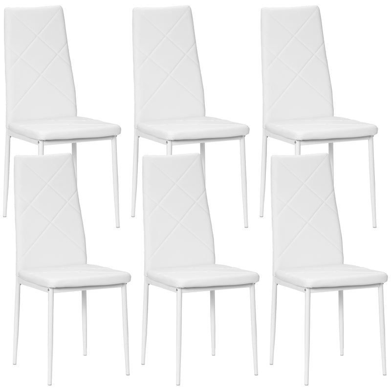 HOMCOM Dining Chairs, Faux Leather Kitchen Chairs, White
