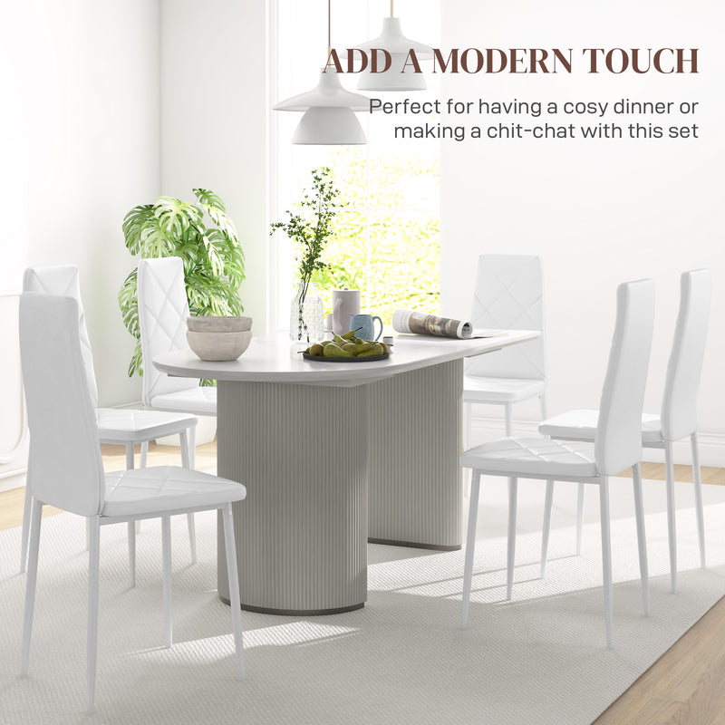 HOMCOM Dining Chairs, Faux Leather Kitchen Chairs, White