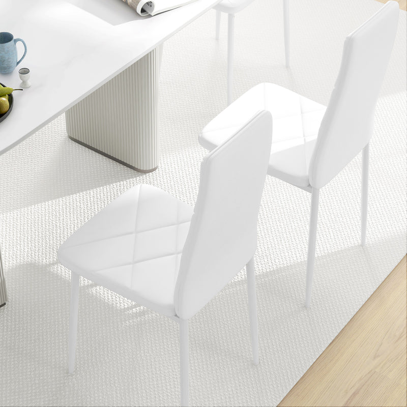 HOMCOM Dining Chairs, Faux Leather Kitchen Chairs, White