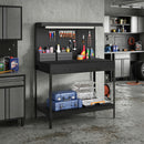 HOMCOM 110 cm Workbench with Pegboard and LED Light, 272 kg Load Capacity