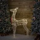 1.24m Light up Acrylic Christmas Deer Decoration with Red Bow and 880 Warm White LEDs