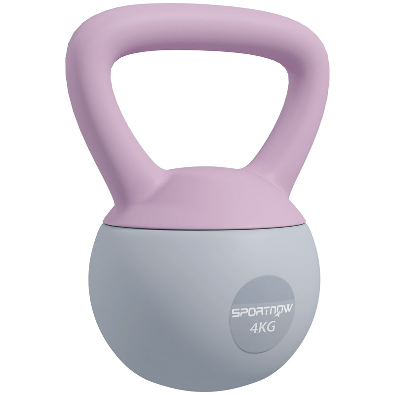 SPORTNOW Kettlebell w/ Soft Body and Non-Slip Handle, Purple and Grey