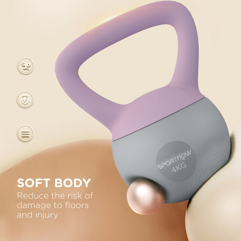 SPORTNOW Kettlebell w/ Soft Body and Non-Slip Handle, Purple and Grey