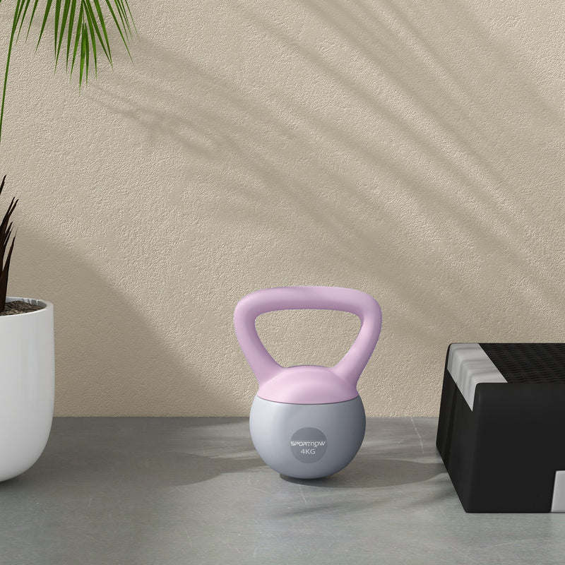SPORTNOW Kettlebell w/ Soft Body and Non-Slip Handle, Purple and Grey