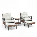 5 Piece Patio Furniture Set with Soft Seat and Back Cushions Included-Beige