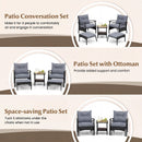 5 Piece Patio Furniture Set with Soft Seat and Back Cushions Included-Grey