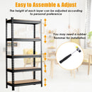 5-Tier Storage Rack with Adjustable Boards-Black