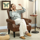 HOMCOM Upholstered Modern Accent Chair,  Armchair with Wood Legs, Brown