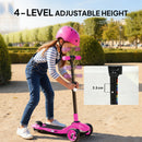 AIYAPLAY Electric Scooter For Kids, 3 Wheel Foldable Kids Scooter, Pink