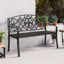 Outdoor Garden Bench with Cast Iron Floral Backrest