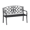 Outdoor Garden Bench with Cast Iron Floral Backrest