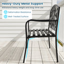 Outdoor Garden Bench with Cast Iron Floral Backrest