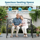 Outdoor Garden Bench with Cast Iron Floral Backrest