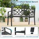 Outdoor Garden Bench with Cast Iron Floral Backrest