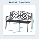 Outdoor Garden Bench with Cast Iron Floral Backrest