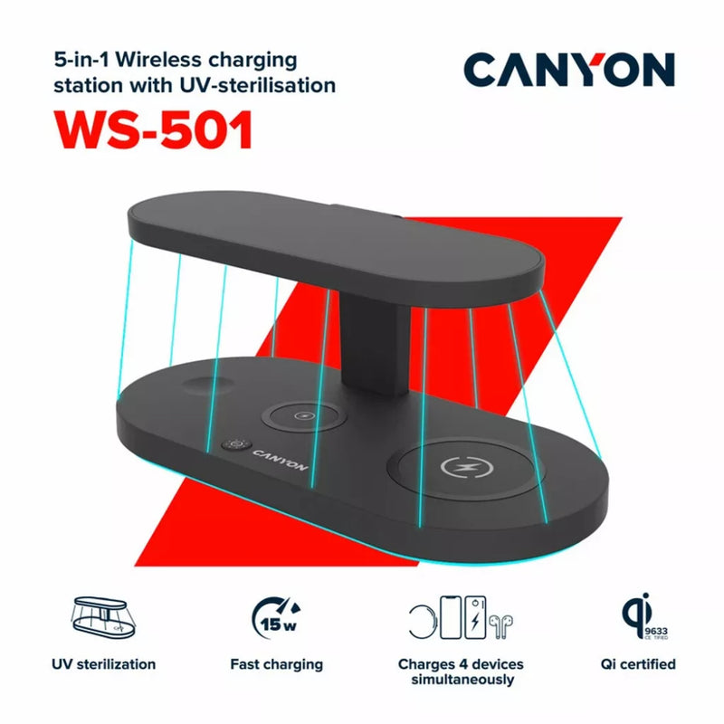 Canyon Wireless Charging Station 5-in-1 WS-501 - Black